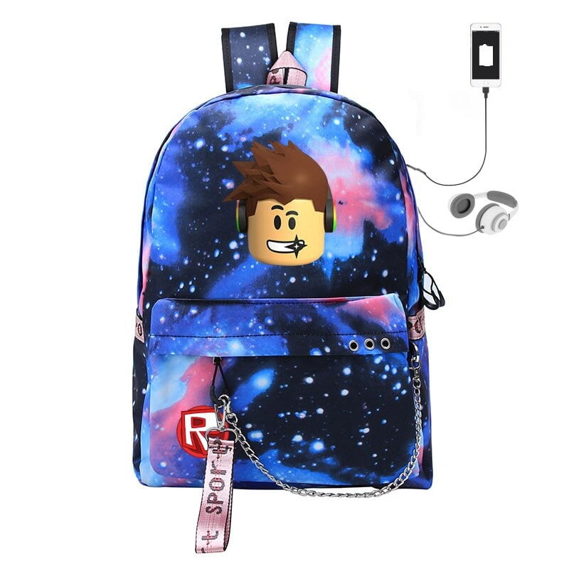 Roblox-Mochila Impressa Dupla Face para Meninos e Meninas, Mochila