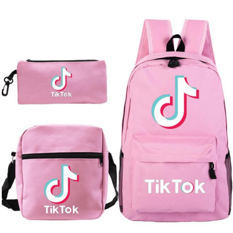 Kit Estudante Mochila, Estojo e Necessaire Tik Tok Masculino e Feminino