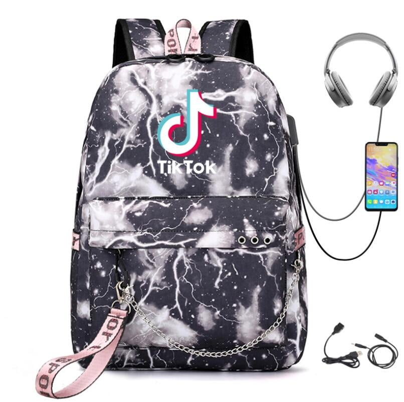 Mochila Escolar Feminina Tik Tok USB