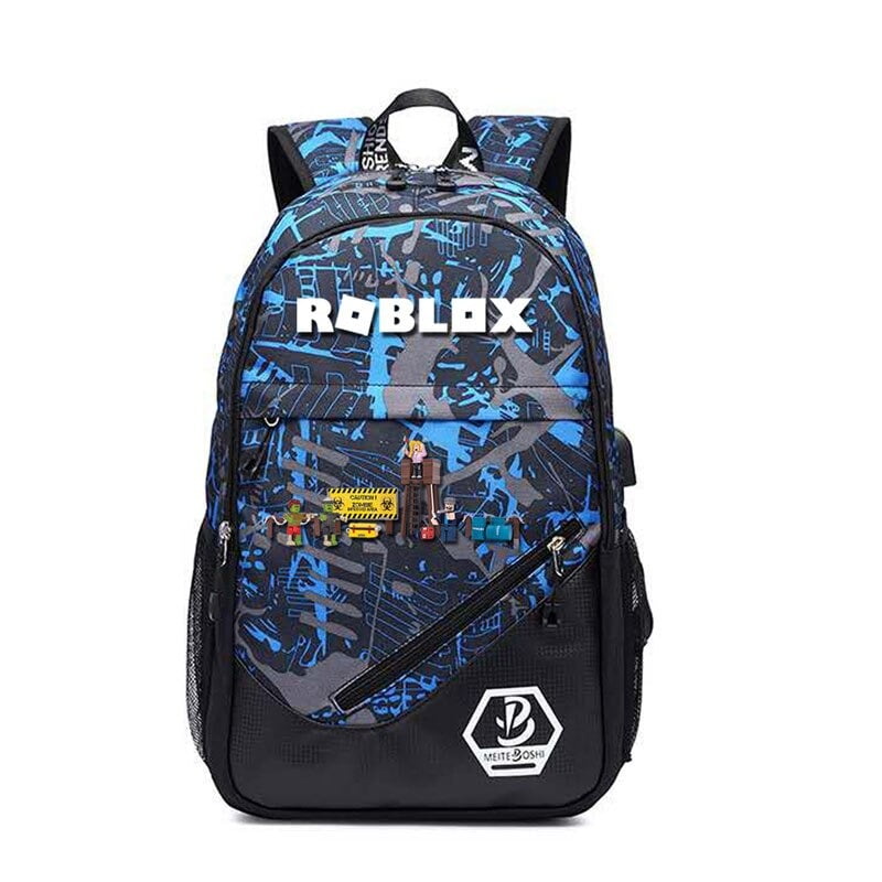 Mochila Roblox De Rodinhas Escolar Cor Preto Desenho do tecido