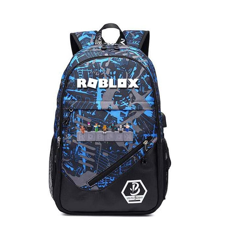 ROBLOX-Bolsa de desenho animado para crianças, mochila versátil de moda,  carregamento USB, presente de lona para meninos e meninas