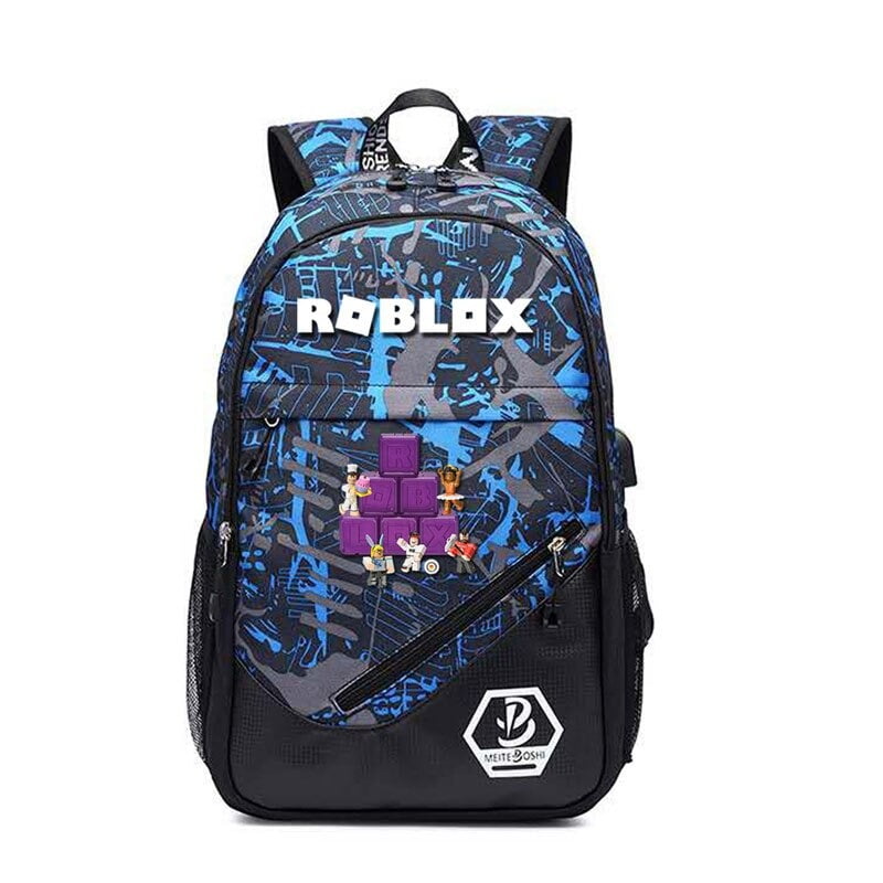 Mochilas Roblox USB para meninas e meninos, volta ás aulas na escola. São  estampas de vários desenhos de Roblox.