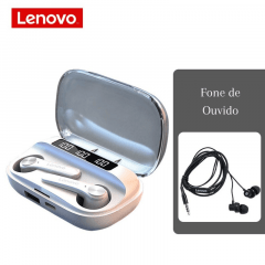 Fone de Ouvido Lenovo Sem Fio Bluetooth 5.1 QT81 + 1 fone com fio 