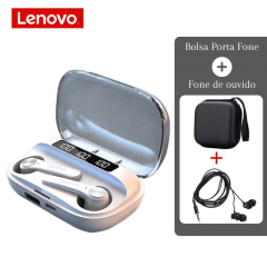 Fone de Ouvido Lenovo Sem Fio Bluetooth 5.1 QT81 + necessarie + fone com fio