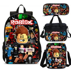 Kit Mochila, Estojo, Lancheira e Necessaire Roblox 4 Peças 