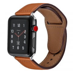 Pulseira de Couro Legítimo Para Apple Watch séries 1 2 3 4 5 e 6 de 38mm até 44mm