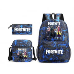 Kit Mochila + Estojo + Lancheira Fortnite