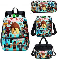 Kit Mochila, Necessaire, Lancheira e Estojo Roblox 4 Peças 