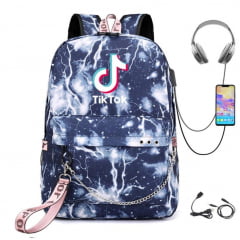 Mochila Escolar Feminina Tik Tok USB