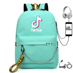 Mochila Escolar Feminina Tik Tok USB