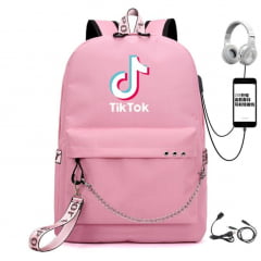 Mochila Escolar Feminina Tik Tok USB