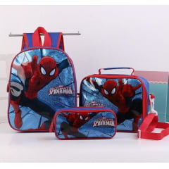 Mochila, lancheira e estojo escolar infantil do Homem Aranha, Elsa e Anna e Sofia kit escolar infantil